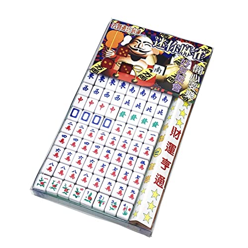 FBHDKJNFG Chinesisch Mahjong，Mini Mahjong Traditionell ，. Mahjong, Mah Jong Mahjong Einfache Druckversion Chinesisches Familien-Mahjong-Set, tragbar, for unterwegs, Antiquität, Keine Skulptur von FBHDKJNFG