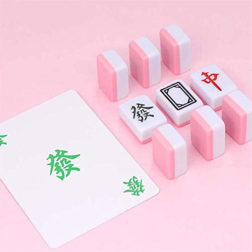 FBHDKJNFG Chinesisch Mahjong，Mini Mahjong Traditionell ，. Mahjong-Spiele mit 144 traditionellen chinesischen Kacheln, mit Aufbewahrungstasche, Tischdecke, Reise-Familienspiel(Blauw) von FBHDKJNFG