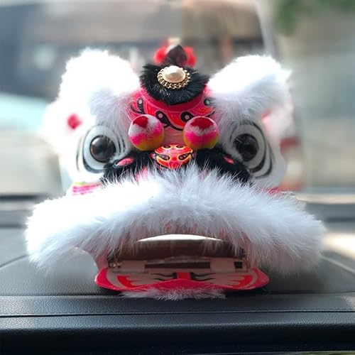 FBHDKJNFG Chinesischer Löwentanz Kostüm Lion Dance Head Crafts Ornaments Chinese Folk Traditional Chinese New Year Lion Dance Decoration Gifts Outdoor Sports(Bianco) von FBHDKJNFG