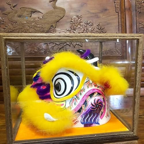 FBHDKJNFG Chinesischer Löwentanz Kostüm Lion Dance Head Crafts Ornaments Chinese Folk Traditional Chinese New Year Lion Dance Decoration Gifts Outdoor Sports(Geel) von FBHDKJNFG