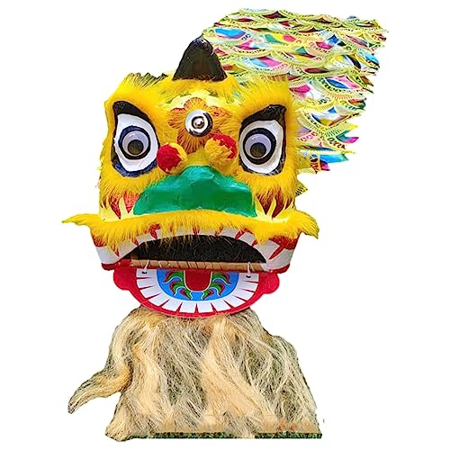 FBHDKJNFG Chinesischer Löwentanz Kostüm Lion Dance Head Wool Lion Chinese New Year Lion Traditional Chinese Lion Dance Lion Dance Props Lion Dance Costume(Geel) von FBHDKJNFG