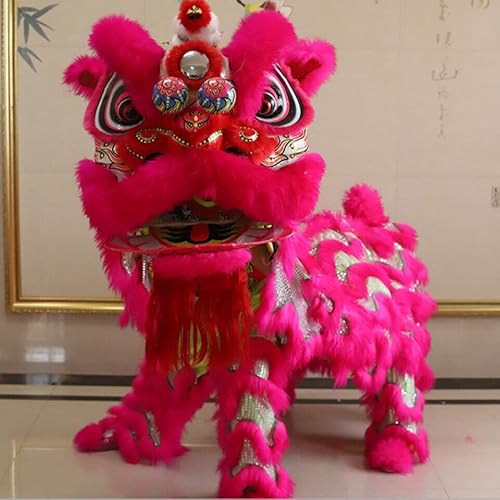 FBHDKJNFG Chinesischer Löwentanz Kostüm Wool Lion Dance Traditional Folk Art Wool Lion Dance Halloween Chinese New Year Lion Dance for Two Adults Mascot Lion Dance(Blauw) von FBHDKJNFG