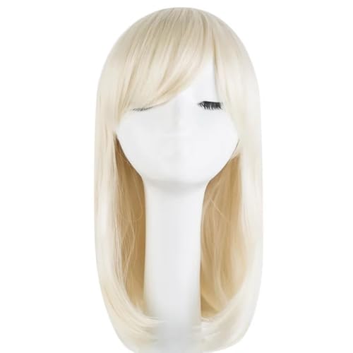 Kurzhaarperücke Anime, Kostümperücke für Anime Synthetische hitzebeständige Faser, mittelwellig, schwarz, Halloween-Haarteile, Pony, Cosplay-Kostüm, Karneval, blonde Perücke(Blonde) von FBHDKJNFG