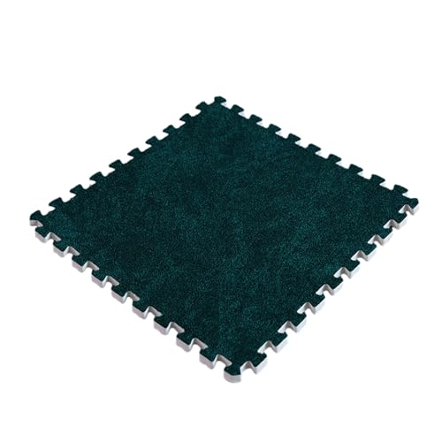 30 Stück ineinander greifende Teppichfliesen, 30 cm kurze Puzzle-Bodenmatte aus 0 cm kurze Puzzle-Bodenmatte aus Plüschschaum, Spielmatte, Flächenteppiche, Zuhause, Bodenschutz (Farbe: Grün) von FBHappiness