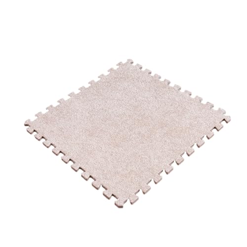 30 Stück ineinander greifende Teppichfliesen, 30 cm kurze Puzzle-Bodenmatte aus cm kurze Puzzle-Bodenmatte aus Plüschschaum, Spielmatte, Flächenteppiche, Zuhause, Bodenschutz (Farbe: Khaki) von FBHappiness