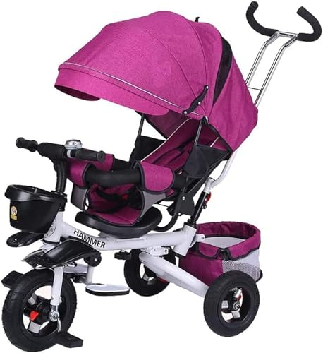 Baby-Dreirad, 6-in-1 faltbares Kinder-Dreirad mit abnehmbarem Schiebegriff, Verdeck, Handlauf, Sicherheitsgurt, Kleinkind-Dreirad für 7 Monate - 5 Jahre Mädchen und Jungen Outdoor-Spielzeug(Purple) von FBTHJA