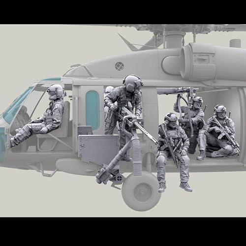 1/35 US Helicopter Commando Soldat Resin Modellbausatz Unbemalt und unmontiert Soldat Resin Modellbausatz (7 Mann + 2 Resin Maschinengewehre + 1 Seil) //C9H5d6Z von FCBEL