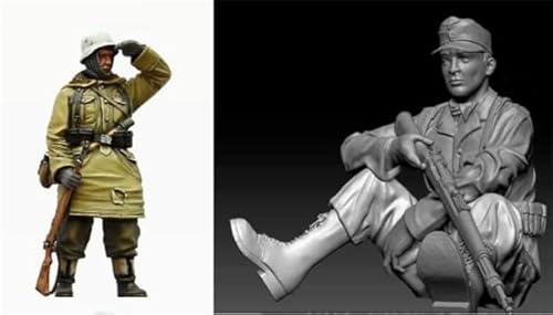 1/35 WWII Deutscher Soldat Resin Modellbausatz Unbemalter und unmontierter Soldat Resin Modellbausatz (2 Figuren) // X9J7D1 von FCBEL