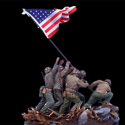 1/35 WWII US Soldier Resin Model Kit Unbemalt und unmontiert Soldier Resin Model Kit (6 Figuren, mit Sockel, ohne Flagge) //C9H6d3Z von FCBEL