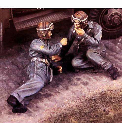 1/35 WWII US Tank Soldier Resin Model Kit Unbemalter und unmontierter Soldier Resin Model Kit (2 Figuren, kein Panzer) // X6J7D1 von FCBEL