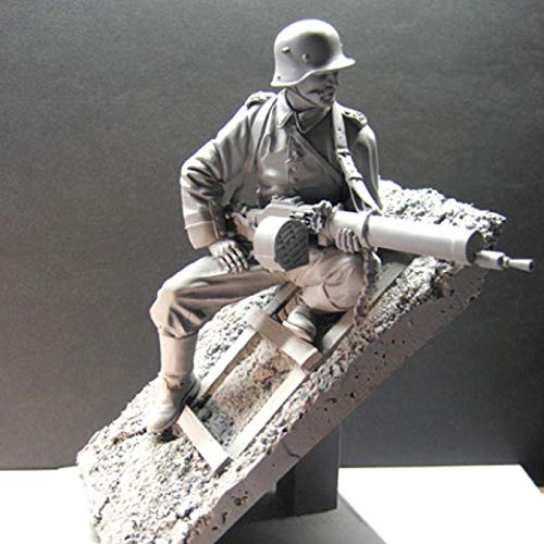 FCBEL 1/16 2. Weltkrieg Militärthema Deutscher Maschinengewehrschütze Resin Soldat Modell (mit Szene) unmontiert und unbeschichtet ungefärbter Modellbausatz / Y0972 von FCBEL