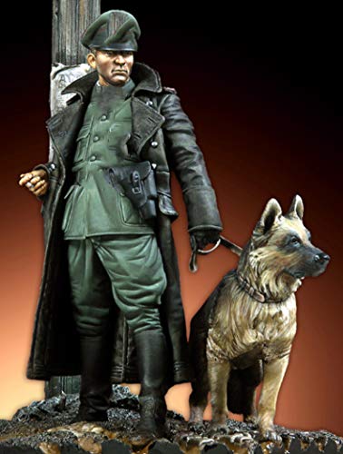 FCBEL 1/18 90mm WWII Deutscher Kommandant und Heereshund Druckguss-Modell aus Resin, unmontiert und unbemalt Miniatur-Soldat Bausatz/A59511 von FCBEL