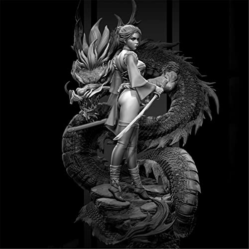 FCBEL 1/24 75mm Fantasy Dragon Maiden Miniaturbausatz Resin Figur Druckgussmodell (mit Drachen) Unmontierter und unbemalter Modellbausatz //L8151V von FCBEL