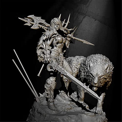 FCBEL H85 mm Ancient Wolf Tribe Female Samurai Miniatur-Kit Harz-Druckguss-Modell, unmontiert und unbemalt Charakter-Modell-Kit – D181s von FCBEL