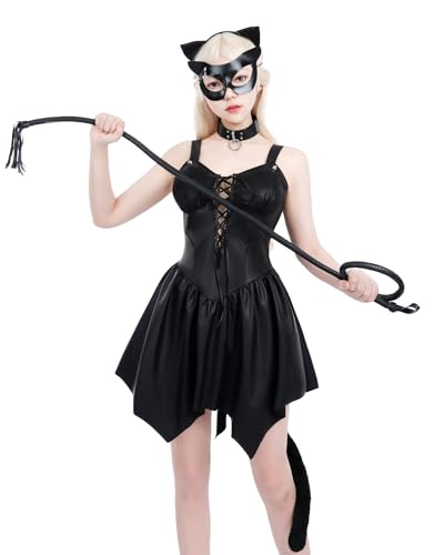 FCCAM Cosplay Anime Catwoman Bunny Girl Cosplay Katze Frau Halloween Kostüm Catwoman Kostüm Damen mit Katzenmaske, S von FCCAM