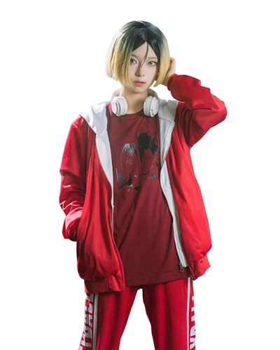 FCCAM Cosplay Haikyuu Cosplay Schuluniformen Kozume Kenma Cosplay Nekoma High School Schuluniformen, Rot, M von FCCAM