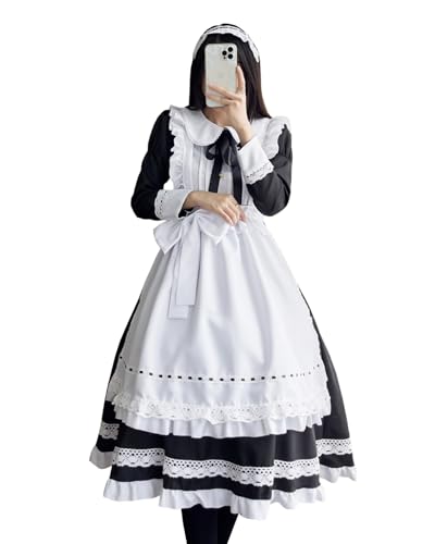 FCCAM Maid Dress Maid Outfit 4 Piece Sets Maid Cosplay hausmädchen kostüm zimmermädchen kostüm French Maid Dress,Langarm, S FCCAM Maid Dress Maid Outfit 4 Piece Sets Maid Cosplay hausmädchen kostüm zimmermädchen kostüm French Maid Dress,Langarm, S von FCCAM