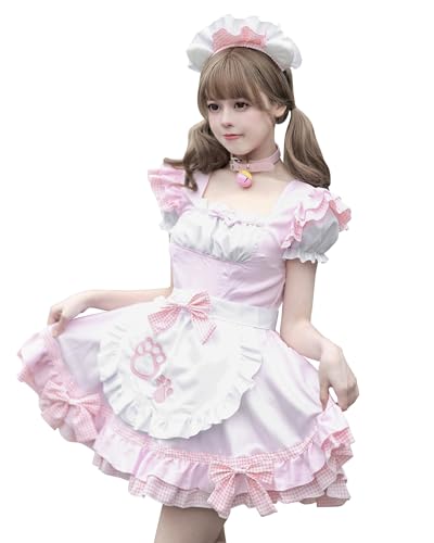 FCCAM Maid Outfit Cat Maid Dress Cosplay Hausmädchen Zimmermädchen Dienstmädchen Kellnerin Kostüm Rosa S FCCAM Maid Outfit Cat Maid Dress Cosplay Hausmädchen Zimmermädchen Dienstmädchen Kellnerin Kostüm Rosa S von FCCAM