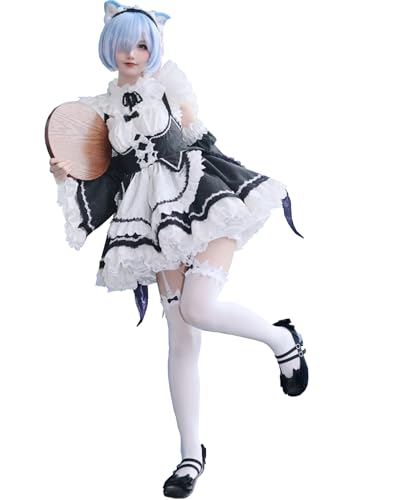 FCCAM Re0 Rem Cosplay Maid Dress Maid Cosplay Maid Outfit Maid Kostüm Cosplay Damen Anime Re:Life in a different world from zero,XL von FCCAM