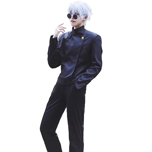 FCCAM Satoru Gojo Cosplay Satoru Gojo Cosplay Kostüm Whit Gläser und Gläserbeutel Halloween Cosplay Kostüm Karneval Kostüm L von FCCAM