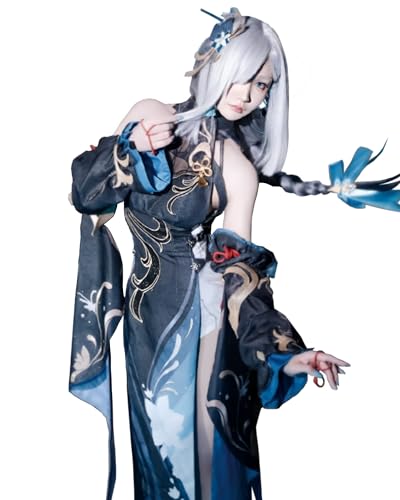 FCCAM Shenhe Cosplay Kostüm Genshin Cosplay Impact Outfit Lantern Rite Cosplay Costume Liyue's Kleid,L von FCCAM