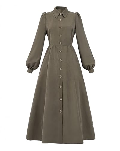 FCCAM Viktorianisches Kleid, Mittelalter Kleidung Damen Mittelalterliches Langarm Maxikleid mit Taschen, Renaissance Kleid für Damen, Mary Poppins Kostüm, XL von FCCAM