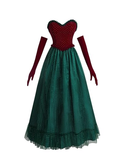 FCCAM Weihnachtskostüm Damen Festliches Cosplay Kleid Trägerloses Oberteil Grüner Rock mit Handschuhen Fasching Karneval Halloween Party Outfit, L FCCAM Weihnachtskostüm Damen Festliches Cosplay Kleid Trägerloses Oberteil Grüner Rock mit Handschuhen Fasching Karneval Halloween Party Outfit, L von FCCAM