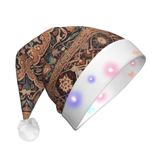 FCTVASDM Weihnachtsmütze im antiken orientalischen Stil, lustig, Unisex, Samt, mit bunten LED-Lichtern, Weihnachtsmütze für Erwachsene, Weihnachtsmannmütze für Neujahr, festliches Partyzubehör von FCTVASDM