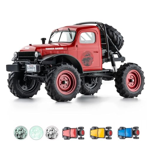 FCX24 RC Crawler 1/24 Ferngesteuertes Auto, Power Wagon 4WD RC Crawler Zwei-Gang-Schaltung, RC Rock Crawler 8Km/h mit Portalachse Metallgetriebe für Erwachsene (Rot) von FCXㅤ