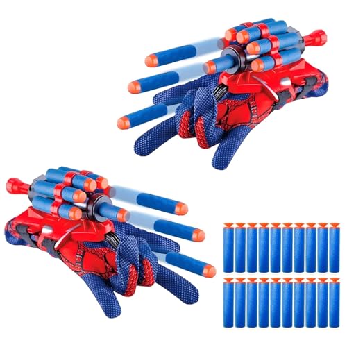 FCXQG 2 Set Kompatibel Mit Spiderman Handschuhe Spinnennetz Web Shooter Spinnennetz Werfer Handschuhe Kinder Web Shooter Netz Shooter Handschuhe Netzwerfer Handschuhe Spinnennetz Netzschießer Shooter von FCXQG