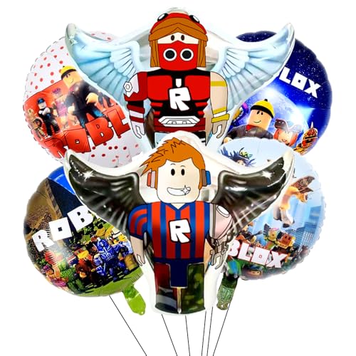 6pcs Ro-bllox Luftballon Set, Ro-bllox Party Folienballons, Robllox Luftballon Geburtstagsdeko, Kindergeburtstag Party Luftballon Set Party Deko Set von FCXVXCL