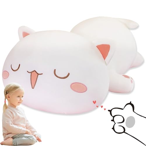 FCXVXCL Katze Kissen Spielzeug, Katze Flauschiges Stofftier, Katze Kissenpuppe, Liegend Katze Plüschtier, Kuscheltier Puppe Geschenk für Kinder Mädchen Jungen -40cm von FCXVXCL