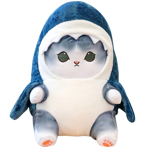 FCXVXCL Kuscheltier Shark Katze, Katze Plüschtier, Shark Cat Gefüllte Puppe Plüschpuppe, Niedlicher Hai Katze Plüsch Kissen Puppe, Plüsch Spielzeug Geschenk für Kinder Mädchen Jungen 25CM von FCXVXCL