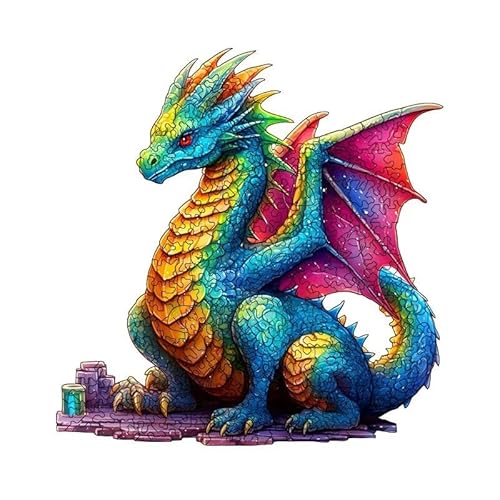 Originelles Holzpuzzle, 3D-Puzzletiere-Drache 80 Teile, A5-22x17cm Schöne Geschenkverpackung – EIN Einzigartiges Spielzeug für Erwachsene und Kinder von FDHVCB