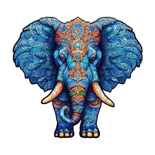 Originelles Holzpuzzle, 3D-Puzzletiere-Gletscher Blauer Elefant 300 Teile, A2-60x43cm Schöne Geschenkverpackung – EIN Einzigartiges Spielzeug für Erwachsene und Kinder von FDHVCB