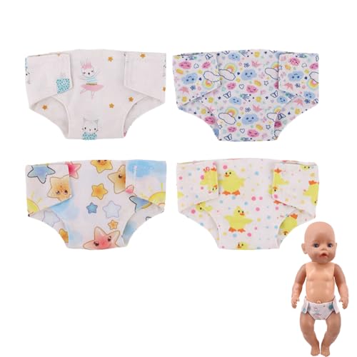 4 Stück Puppenwindeln, Puppen Windeln, Puppenzubehör Windel, Stoffwindeln Puppe, Wiederverwendbare Wickeltasche Mini-Babywindeln, Puppenwindeln Für Baby Puppen, Für 18-Zoll-Babypuppen-Wickeltasche von FDJZXW