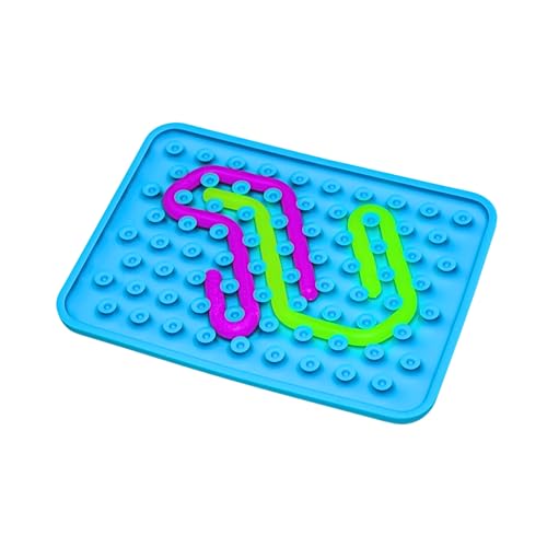 FEEO Sensorik Spielzeug “Wiggly Toy” - Activity Board für Kinder - Motorikspielzeug zur Entwicklung manueller Fähigkeiten - Montessori Spielzeug EIN Sich Windender Wurm mit Matrize – Blau von FEEO