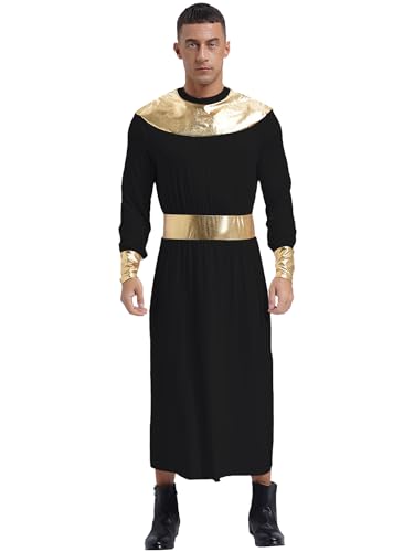 FEESHOW Herren Kostüm ägyptische Pharao ägyptischer Herrscher Tutanchamun Cosplay Karneval Fasching Mottoparty Kostüm Schwarz S von FEESHOW