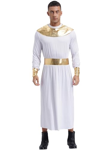 FEESHOW Herren Kostüm ägyptische Pharao ägyptischer Herrscher Tutanchamun Cosplay Karneval Fasching Mottoparty Kostüm Weiß XXL von FEESHOW