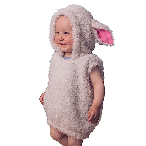 FEIBEL Kinder Schafkostüm Jungen Mädchen Pelz-Kapuzenweste Niedliches Tierkostüm Kleines Lamm Weihnachten Outfits (Weiß, 4-5 Jahre) von FEIBEL