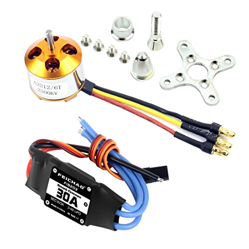 FEICHAO 4Pcs A2212 2200KV Bürstenloser Motor mit 6T + 30A Halterung ESC-Controller für Multikopter-Fernbedienungs-Quadcopter (1Piece Motor + 30A ESC) von FEICHAO