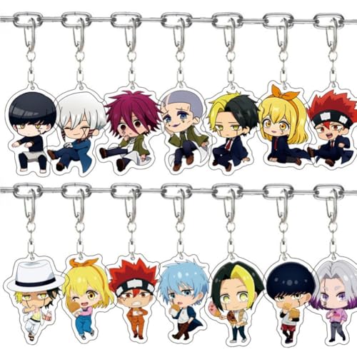 FEIDIAO Mashle Magie & Muskeln Schlüsselanhänger Anime Charakter Mash Burnedead Acryl Anhänger Schlüsselring Lemon Irvine Figur Schlüssel Tasche Anhänger Zubehör 14pcs von FEIDIAO