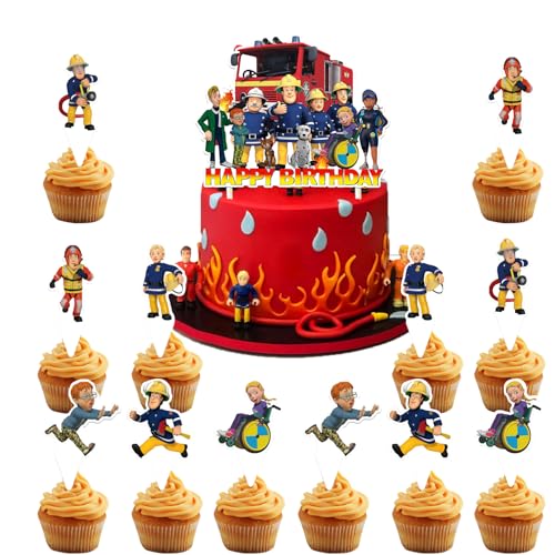 13PCS Firemen Birthday Decorations FEIEQILAI- Fireman Cake Decoration Firemen Birthday Party Decorations Cake Decoration Fire Brigade Firemen Cake Plug Topper for Children's Birthday Party von FEIEQILAI