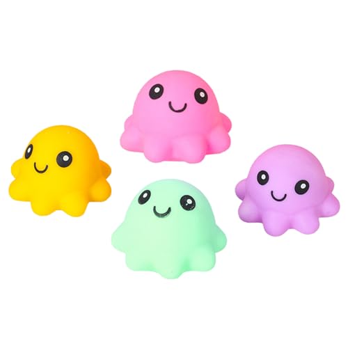 FEIEQILAI 4 Stück Anti Stress Ball Squishy Ball Squeeze Ball Emotion Octopus Stressball für Kinder und Erwachsene Angst Relief Anti Stress ADHD Squeeze Ball Quetschspielzeug(Farbe zufällig) von FEIEQILAI