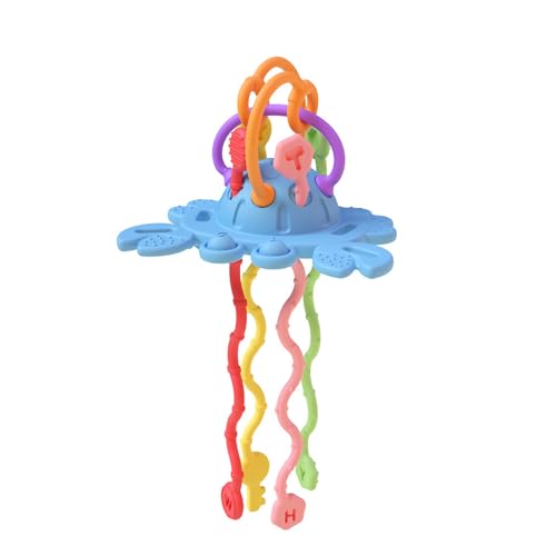 FEIEQILAI Silicone Pull Rope Sensory Toy Baby Sensory Montessori Toy Silicone Pull Cord Tooth Toy UFO Silicone Pull Cord Toy Sensory Baby Toy Fine Motor Skills Toy Baby Gifts for Baby 18 Months von FEIEQILAI