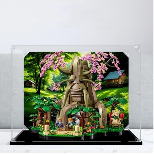 Acryl-Vitrine, für Lego 77092 Deku Tree Modell, staubdichte transparente Sammlungsvitrine (nur Displaybox) (schwarzer Sockel) von FEIFANBOYANG