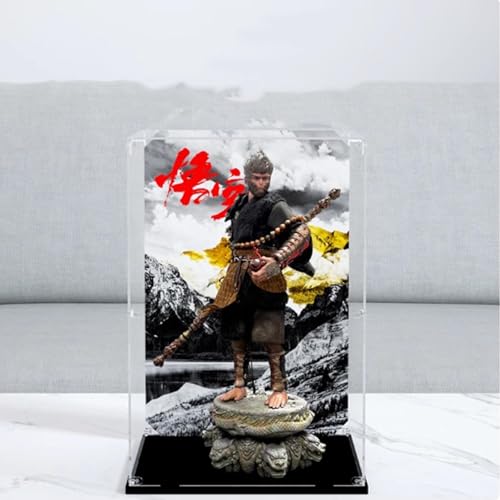 Acryl-Vitrine, für Lego Black Myth Goku Figurenmodell, staubdichte transparente Sammlungsvitrine (nur Displaybox) (schwarzer Sockel) von FEIFANBOYANG