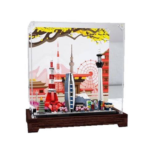 Acryl-Vitrine für Lego 21051 Tokyo Skyline Modell, transparente Box, Aufbewahrungsbox, Displaybox kompatibel mit 21051 Modell. (nur Displaybox) (Schwarz Walnuss) von FEIFANBOYANG