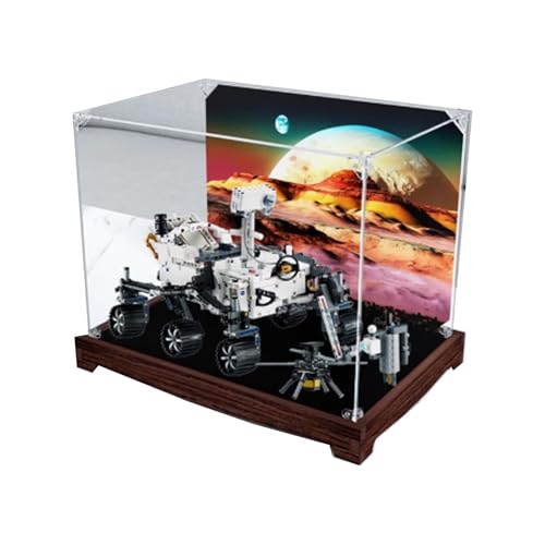 Acryl-Vitrine für Lego 42158 Mars Rover Modell, transparente Box, Aufbewahrungsbox, Displaybox kompatibel mit 42158 Modell.(nur Displaybox) (Black Walnut) von FEIFANBOYANG