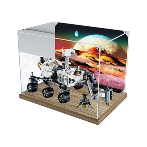 Acryl-Vitrine für Lego 42158 Mars Rover Modell, transparente Box, Aufbewahrungsbox, Displaybox kompatibel mit Modell 42158. (nur Displaybox) (Holzsockel) von FEIFANBOYANG